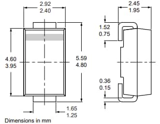 機械図面 - Nexperia FR2JA高速リカバリ整流器
